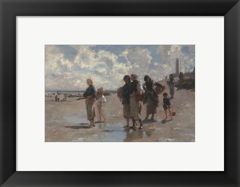 Framed Fishing for Oysters at Cancale, 1878 Print