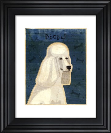Framed Poodle (white) Print