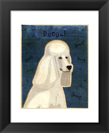 Framed Poodle (white) Print