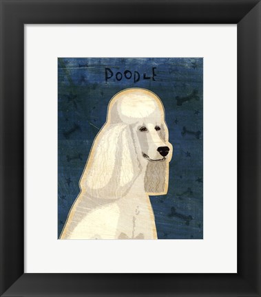 Framed Poodle (white) Print