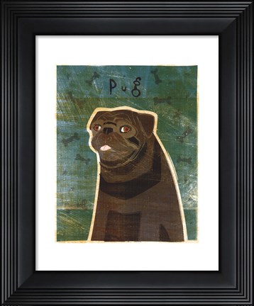 Framed Pug (black) Print