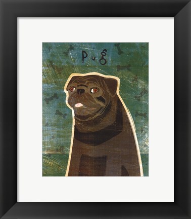 Framed Pug (black) Print