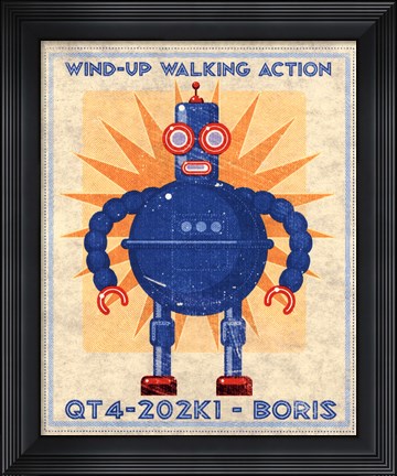 Framed Boris Box Art Robot Print