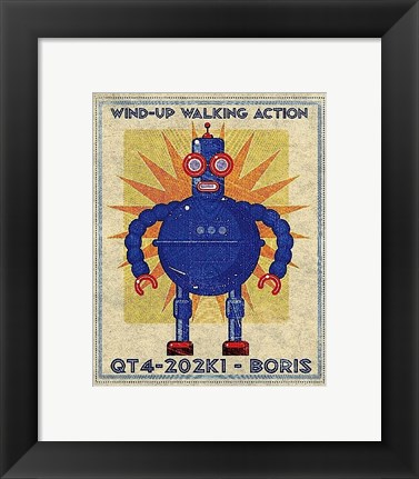 Framed Boris Box Art Robot Print