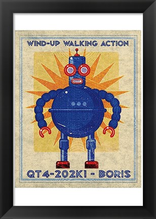 Framed Boris Box Art Robot Print