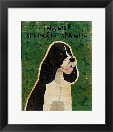 Framed English Springer Spaniel (black and white) Print