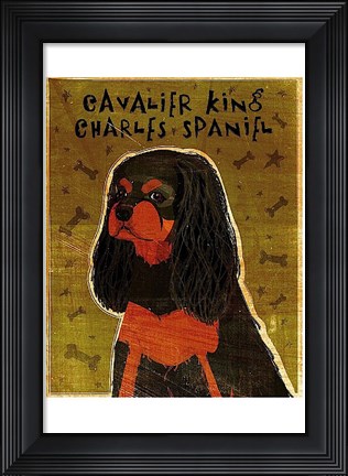 Framed Cavalier King Charles (black and tan) Print