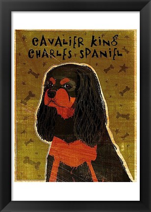 Framed Cavalier King Charles (black and tan) Print