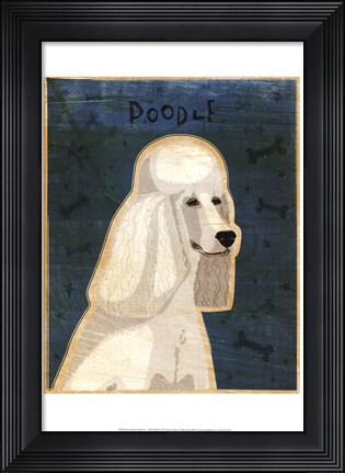 Framed Poodle (white) Print