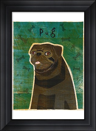 Framed Pug (black) Print
