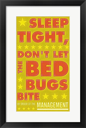 Framed Sleep Tight, Don&#39;t Let the Bedbugs Bite (green &amp; orange) Print