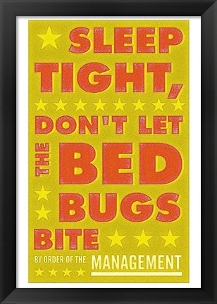 Framed Sleep Tight, Don&#39;t Let the Bedbugs Bite (green &amp; orange) Print