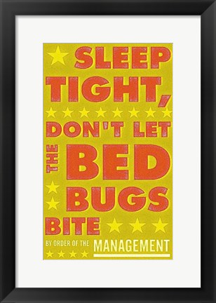 Framed Sleep Tight, Don&#39;t Let the Bedbugs Bite (green &amp; orange) Print