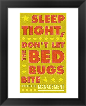 Framed Sleep Tight, Don&#39;t Let the Bedbugs Bite (green &amp; orange) Print