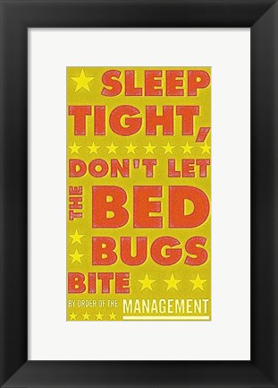 Framed Sleep Tight, Don&#39;t Let the Bedbugs Bite (green &amp; orange) Print