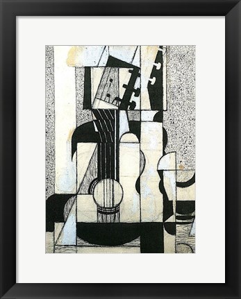 Framed Still Life with Guitar Print