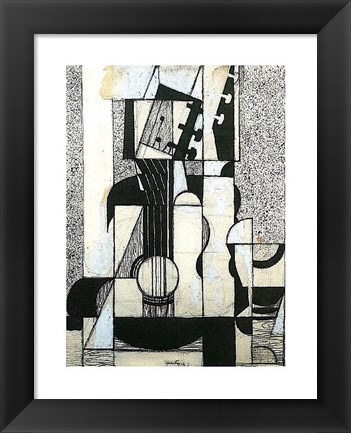 Framed Still Life with Guitar Print