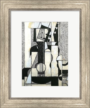 Framed Still Life with Guitar Print
