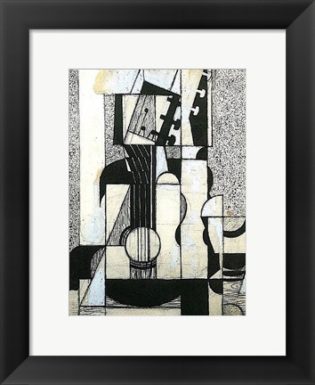 Framed Still Life with Guitar Print