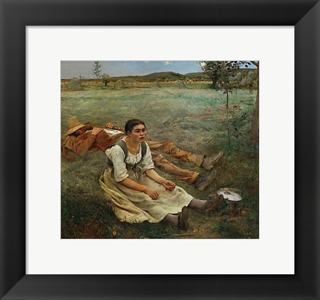 Framed Hay Harvest, 1877 Print