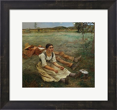 Framed Hay Harvest, 1877 Print