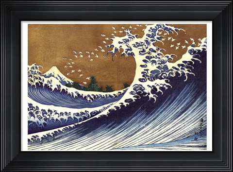 Framed Big Wave (from 100 views of Mt. Fuji) Print