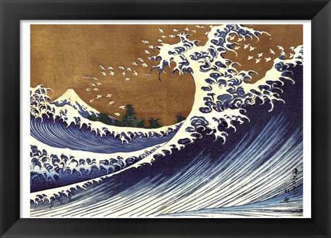 Framed Big Wave (from 100 views of Mt. Fuji) Print