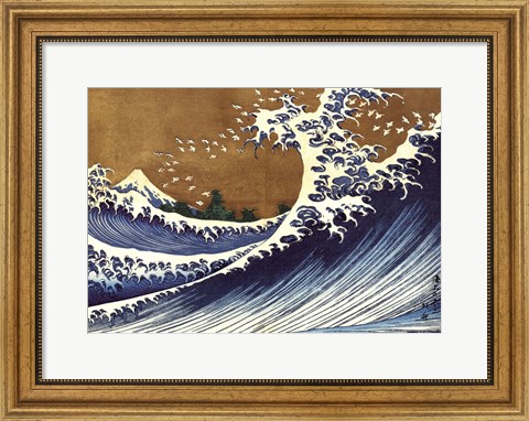 Framed Big Wave (from 100 views of Mt. Fuji) Print