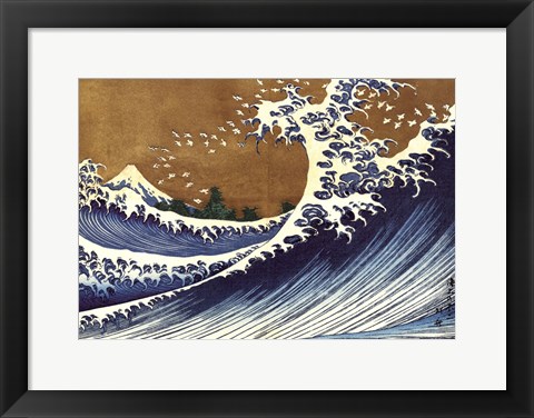 Framed Big Wave (from 100 views of Mt. Fuji) Print