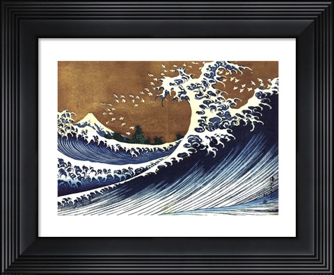 Framed Big Wave (from 100 views of Mt. Fuji) Print