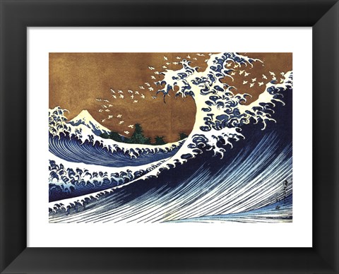 Framed Big Wave (from 100 views of Mt. Fuji) Print