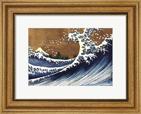Framed Big Wave (from 100 views of Mt. Fuji) Print