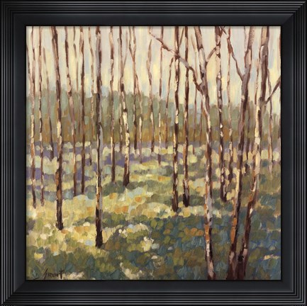 Framed Trees in Blue Green Print