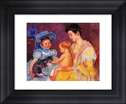 Framed Children Playing with a Cat Print