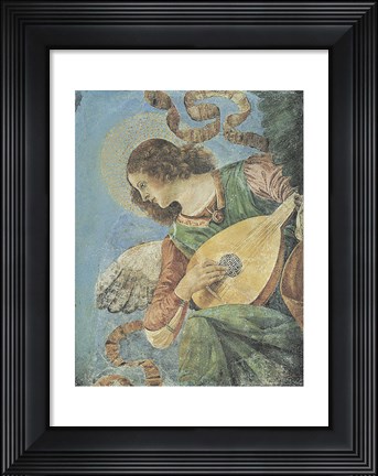 Framed Angel with Lute Print