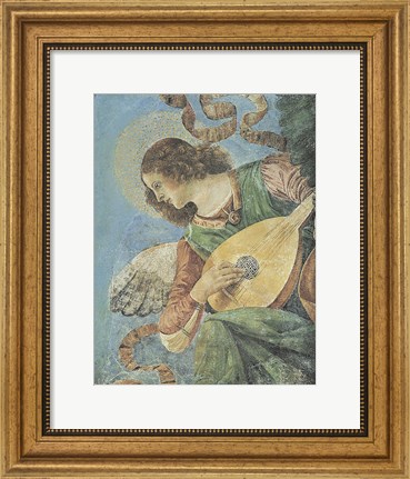 Framed Angel with Lute Print
