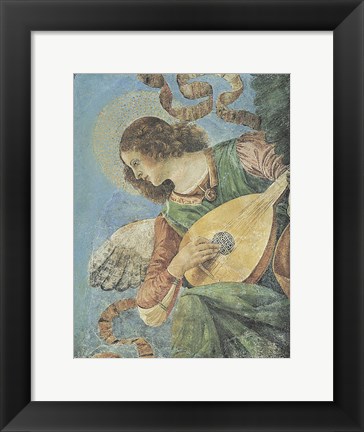 Framed Angel with Lute Print