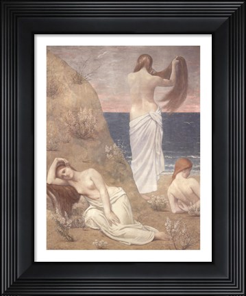 Framed Young Women at the Sea Shore (petite version) Print
