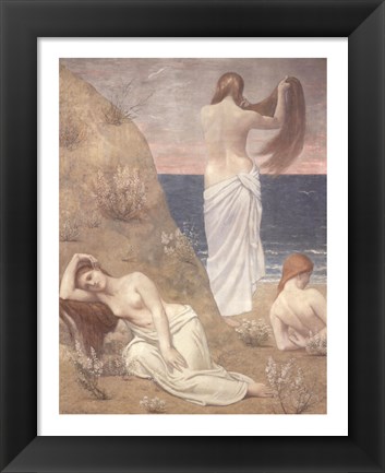 Framed Young Women at the Sea Shore (petite version) Print