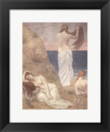 Framed Young Women at the Sea Shore (petite version) Print