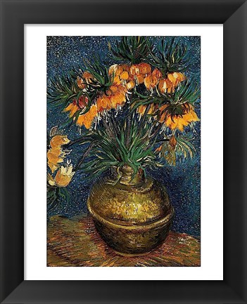 Framed Crown Imperial Fritillaries in a Copper Vase, 1886 Print