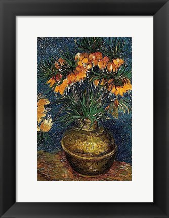 Framed Crown Imperial Fritillaries in a Copper Vase, 1886 Print