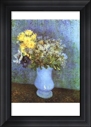 Framed Vase with Lilacs, Daisies and Anemone Print