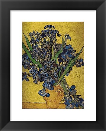 Framed Irises in Vase Print