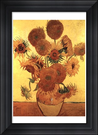 Framed Sunflowers on Gold, 1888 Print