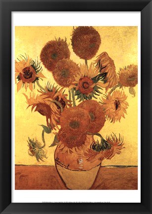 Framed Sunflowers on Gold, 1888 Print