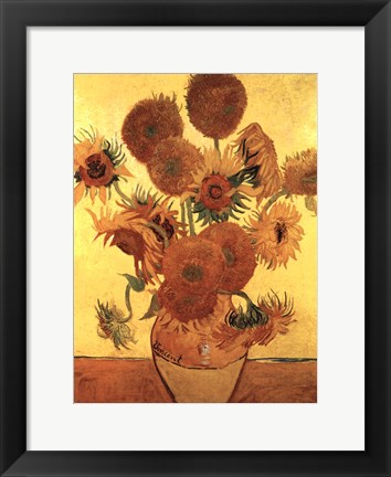 Framed Sunflowers on Gold, 1888 Print