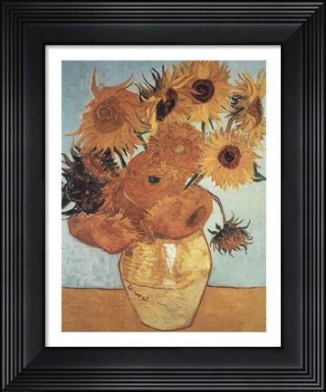 Framed Sunflowers on Blue, 1888 Print