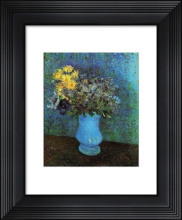 Framed Vase with Lilacs, Daisies and Anemone Print