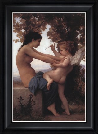 Framed Girl Defending Herself Against Love Print